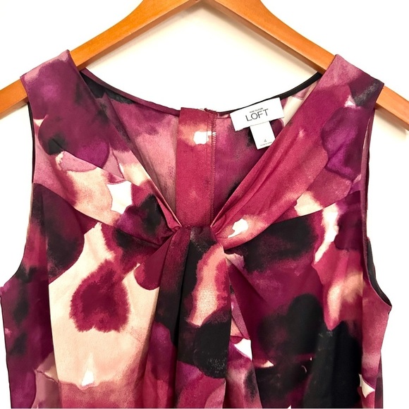 Loft Dress Burgundy and Pink Sleeveless size 4 - Picture 5 of 13